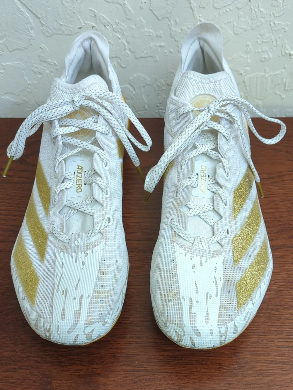 adidas Gold & White Adizero Electric Football Cleats Size 10.5